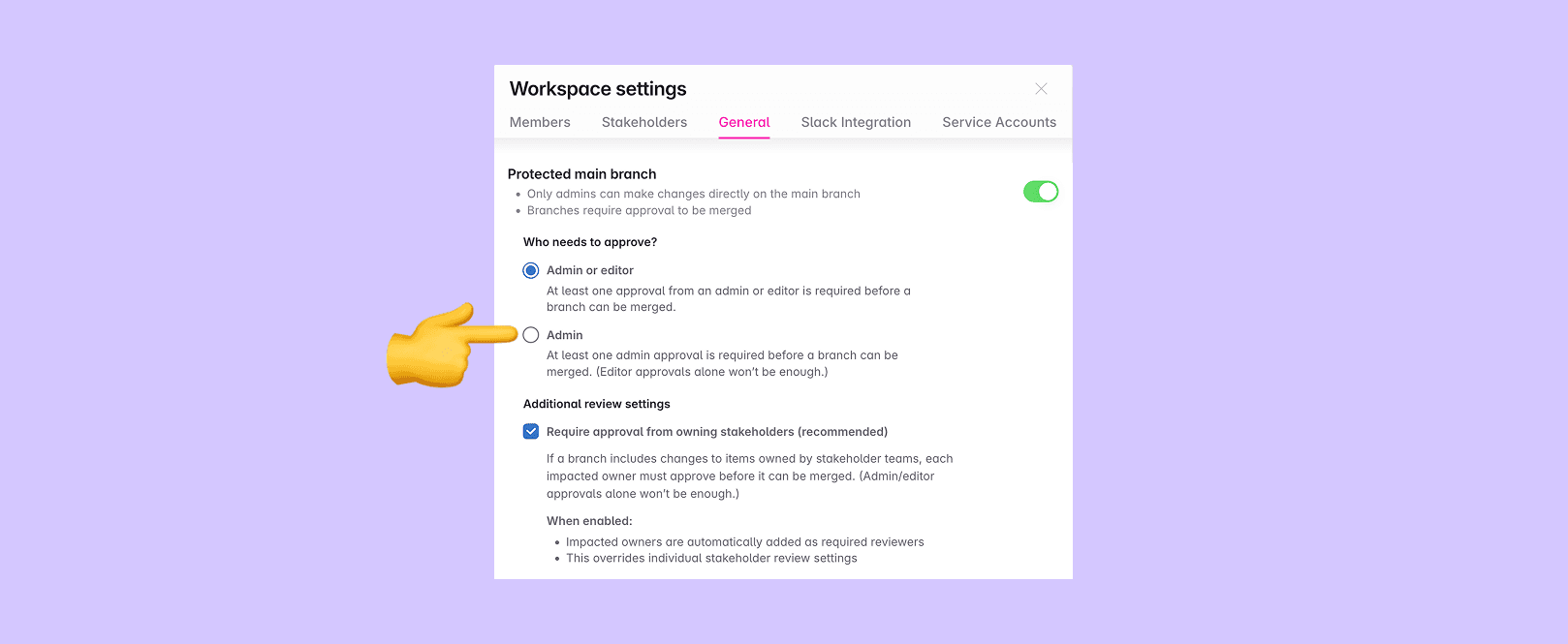 Admins need to approve setting checked